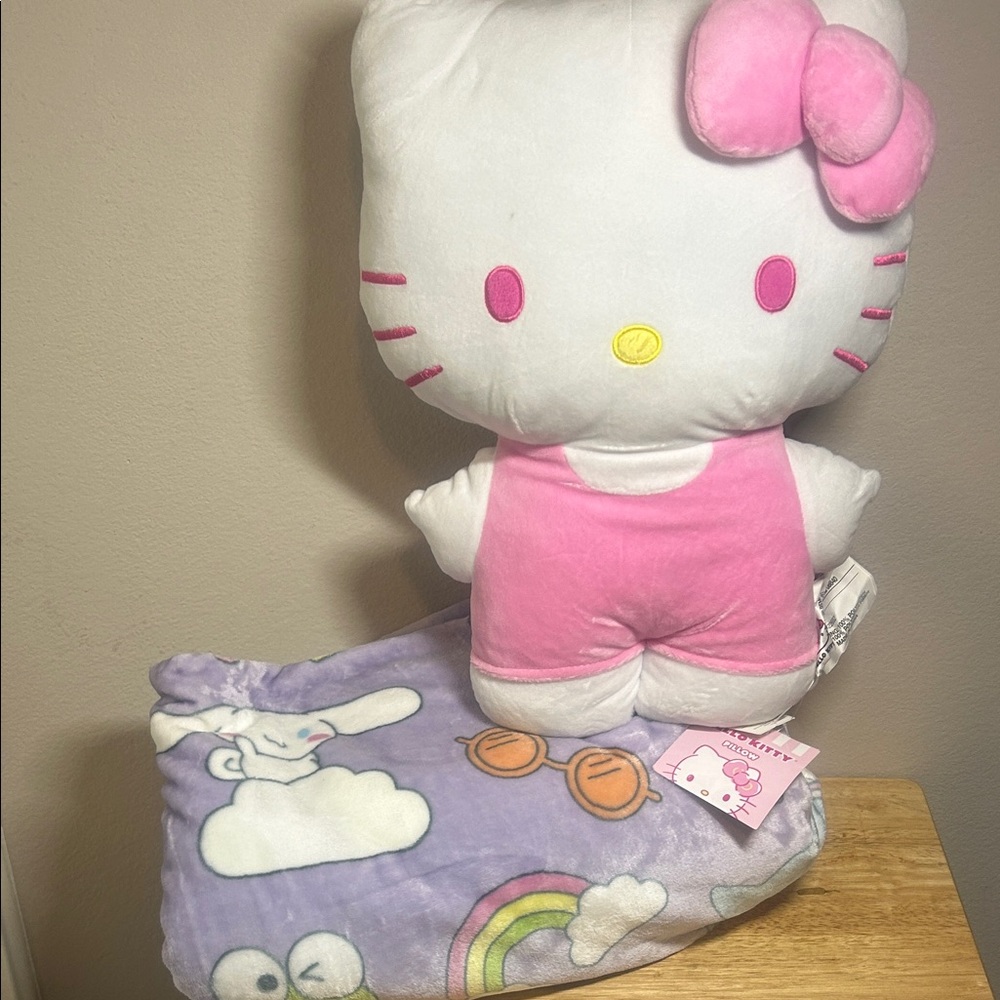 Hello Kitty Purple Blanket with Colorful Characters